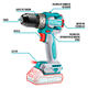 Total Combo Taladro Percutor 66nm + Amoladora 115mm (4-1/2") + 2 Bat 4ah + Cargador + Maletin - Vista 3