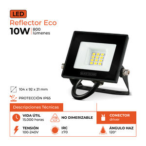 Reflector Led  10 Watts 800 Lum. 6500k Black+decker