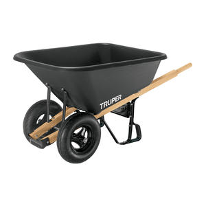 Truper Carretilla Bandeja Plastica 175 Lts Doble Rueda -  Negra 82 X 104 X 55 Cm