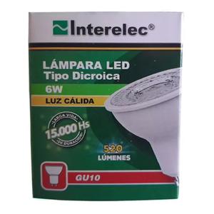 Lampara Led Dicroica Gu10 Interelec  6w Luz Calida