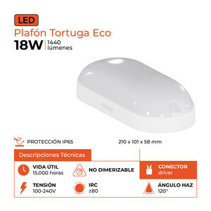 Plafon Tortuga Rectangular 18w 1440lm Fria Black+decker