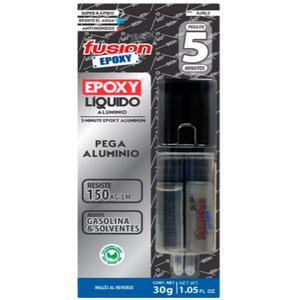 Fusion Epoxy Liquido Aluminio 5 Min X 30 Gr Jeringa