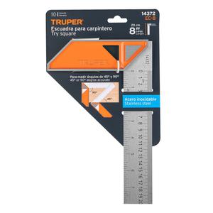 Truper Escuadra Profesional Acero.inox 20cm 8"