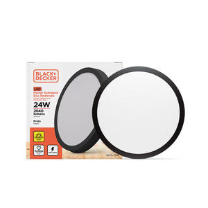 Panel Led Redondo Aplicar 24w Luz Calida (negro) Black+decker