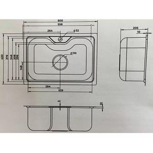 Lusqtoff Bacha Acero Inoxidable 600x206 Mm Para Monocomando