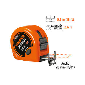 Truper Cinta Metrica  5,5 Mts X 2,7 Cm De Fleje