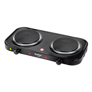 Brolux Anafe Electrico 2 Hornalla 2000 Watts Negro