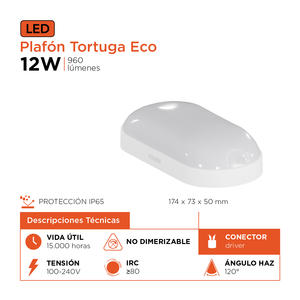 Plafon Tortuga Rectangular 12w 960lm Fria 174x73x50mm Black+decker