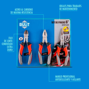 Bulit Set   3 Piezas Alicate - Pinza Universal - Pinza Punta Semi Redonda