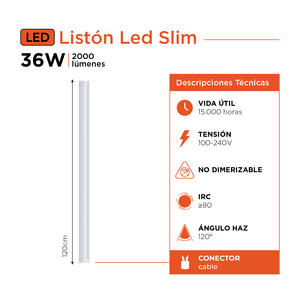 Luminaria Slim Led 36w Black+decker 6500k 2000lm 1200x65x23mm