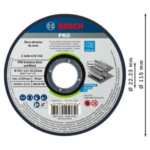 Bosch Disco Corte 114 X 1,6 X 22,3 - Inoxidable