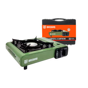 Brogas Anafe 1 Hornalla P/ Cartucho Gas Butano 227 Gr. Con Valija Verde