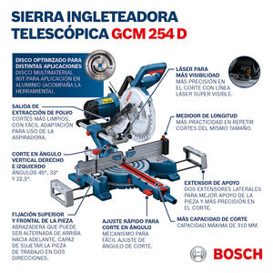 Bosch Ingletadora Telescopica 1800 Watts 12" 305 Mm Gcm 254 D