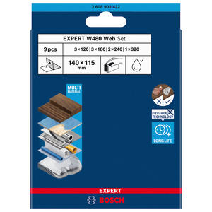 Bosch Set  9 Lijas Doble Cara W480 Expert