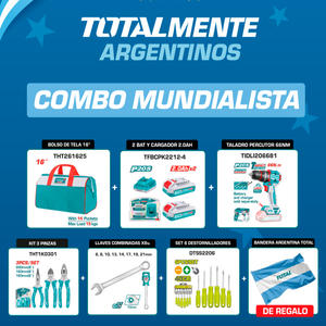 Total Combo Mundialista (taladro Perc + Starter Kit + Bolso + Pinzas + Combinadas + Destornilladores)