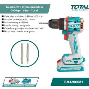 Total Atornillador Taladro 13 Mm - 20 V - 66nm (sin Baterias Sin Cargador)