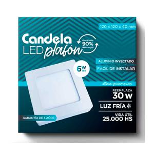Panel Led Cuadrado Aplicar  6w Luz Fria 360lm 120x120x40mm Candela