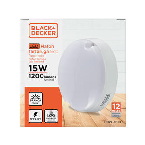 Plafon Tortuga 15w 1200lm Calida - 138x51mm Black+decker