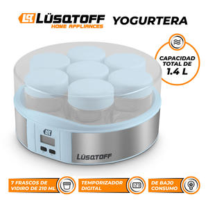 Lusqtoff - Yogurtera Digital 1.4 Litros 15w - 7 Frascos De Vidrio