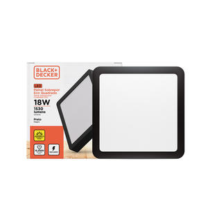 Panel Led Cuadrado Aplicar 18w Luz Calida (negro) Black+decker
