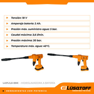 Lusqtoff Combo Hidrolavadora + Aspiradora 18 V (2  Baterias - Cargador)