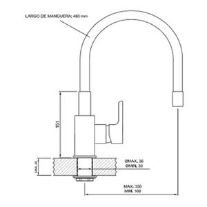 Peirano Griferia Monocomando Cocina Mesada Color Negro