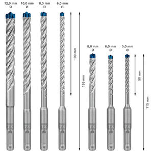 Bosch Set   7 Mechas Sds Plus 5,6,8 X 115 Y 6,8,10,12 X 165