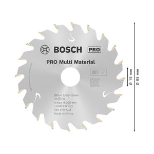 Bosch Disco Corte  85 Mm Multimaterial 30 Dientes Para Gks 12v-26